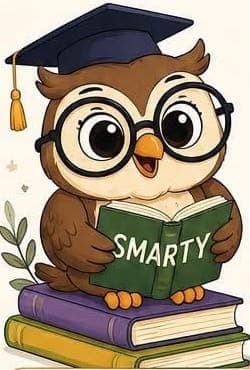 Bufnița Smarty cu tocă de absolvent, citind o carte