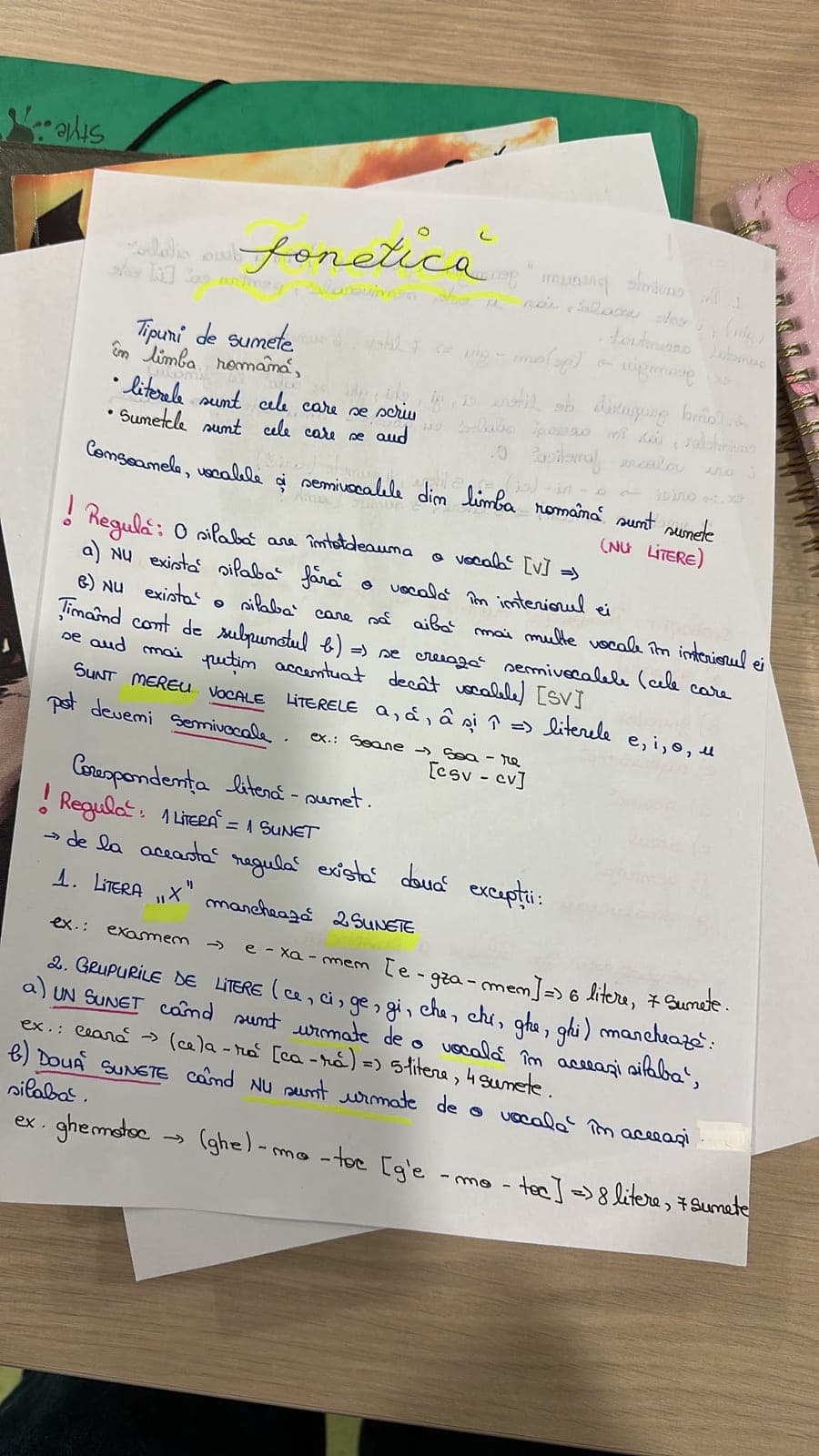 Fișă de fonetică pentru gimnaziu
